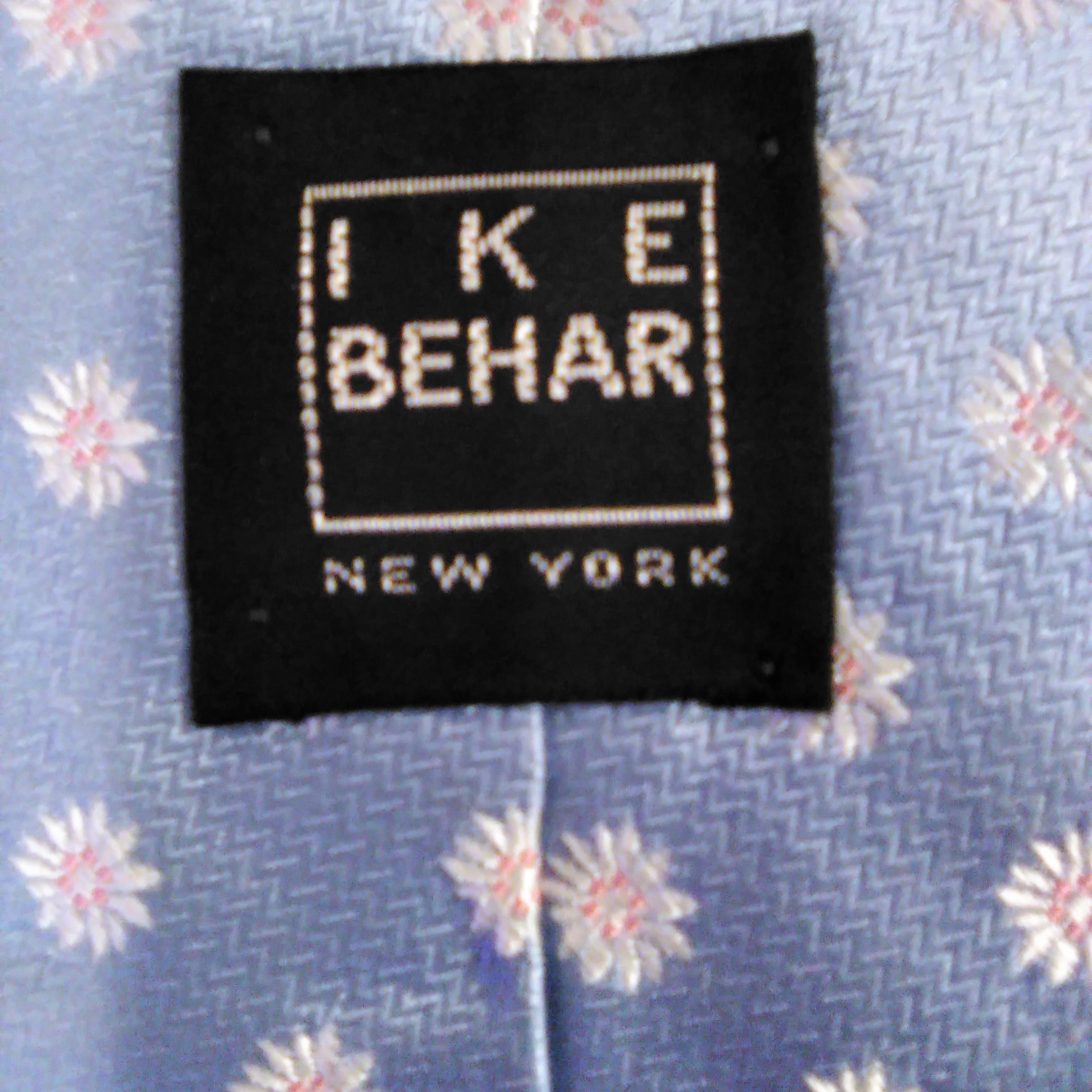 Ike Behar Tie, Light Blue W White Floral Print